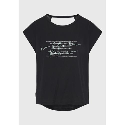 Women’s Crew Neck Top with Longer Back, Regular Fit and Text Artwork Design