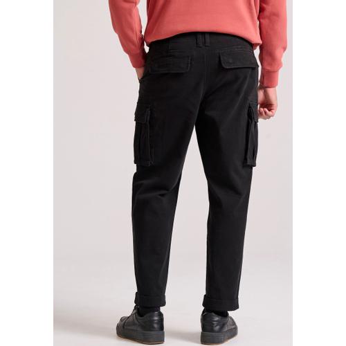 Men's Loose Fit Cargo Pants in Jacquard Weave with Multiple Pockets