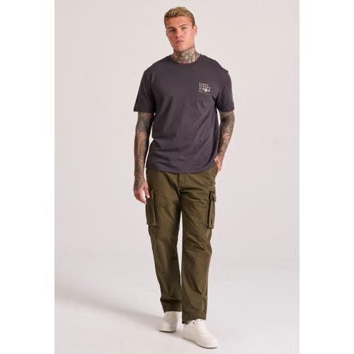 Men's Loose Fit Cargo Pants in Jacquard Weave with Multiple Pockets