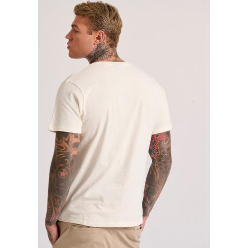 Men's Short Sleeve Round Neck Chest Printed T-Shirt with Classic Fit