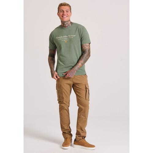 Men's Short Sleeve Round Neck Chest Printed T-Shirt with Classic Fit