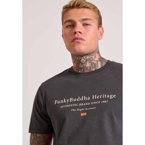 Men's Short Sleeve Round Neck Chest Printed T-Shirt with Classic Fit