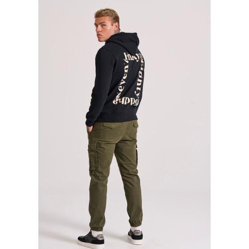 Men's Relaxed Fit Hoodie with Back Graphic Print and Kangaroo Pocket