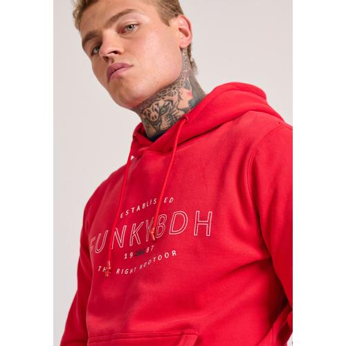 Men's Chest Printed Overhead Hoodie with Kangaroo Pocket