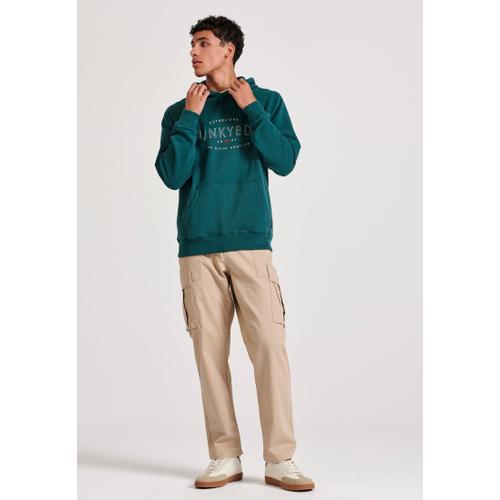 Men's Chest Printed Overhead Hoodie with Kangaroo Pocket