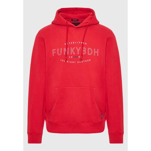 Men's Chest Printed Overhead Hoodie with Kangaroo Pocket