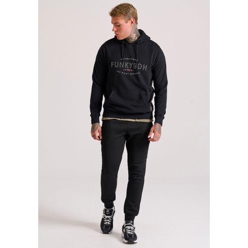 Men's Chest Printed Overhead Hoodie with Kangaroo Pocket