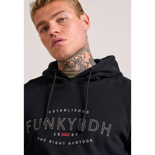 Men's Chest Printed Overhead Hoodie with Kangaroo Pocket