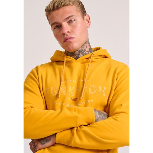 Men's Chest Printed Overhead Hoodie with Kangaroo Pocket