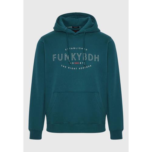 Men's Chest Printed Overhead Hoodie with Kangaroo Pocket