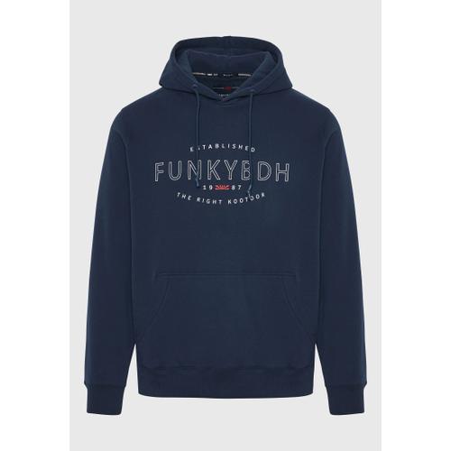 Men's Chest Printed Overhead Hoodie with Kangaroo Pocket