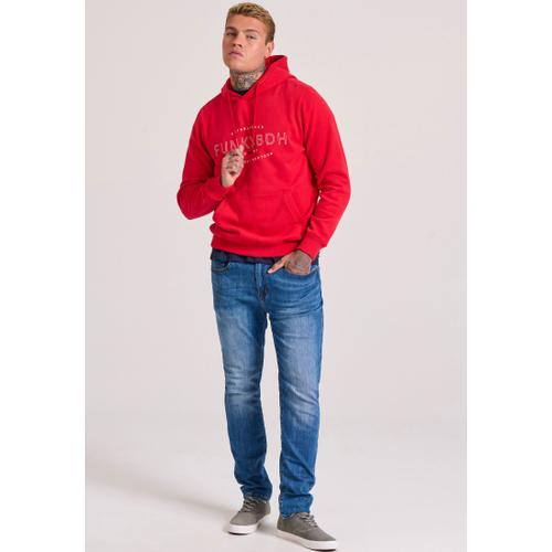 Men's Chest Printed Overhead Hoodie with Kangaroo Pocket