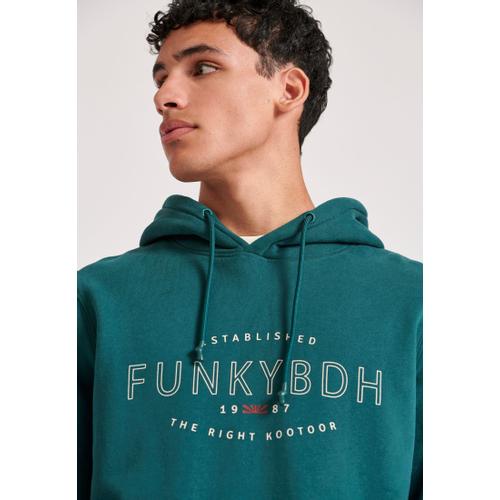 Men's Chest Printed Overhead Hoodie with Kangaroo Pocket