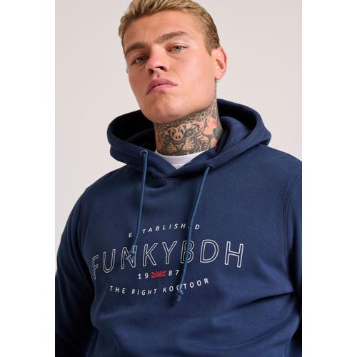 Men's Chest Printed Overhead Hoodie with Kangaroo Pocket