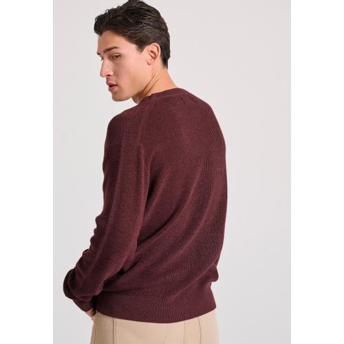 Men's Loose Fit Casual Sweater with Logo Badge, Rib Knit Finishes & Plain Pattern