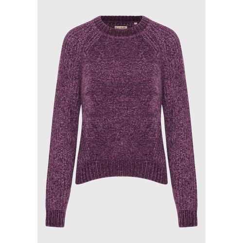 Women's Crew Neck Chenille Pullover with Logo Badge Above the Hem