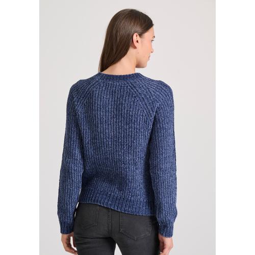 Women's Crew Neck Chenille Pullover with Logo Badge Above the Hem