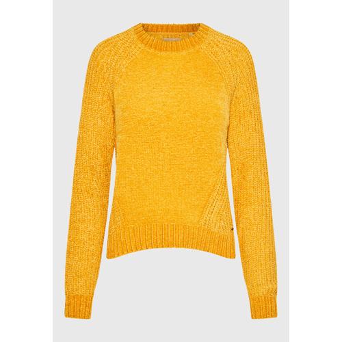 Women's Crew Neck Chenille Pullover with Logo Badge Above the Hem