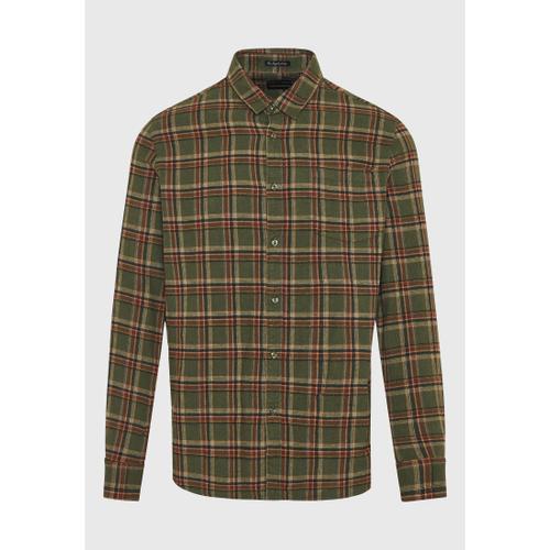 Men’s Flannel Plaid Shirt with Chest Pocket, Regular Fit & Classic Collar