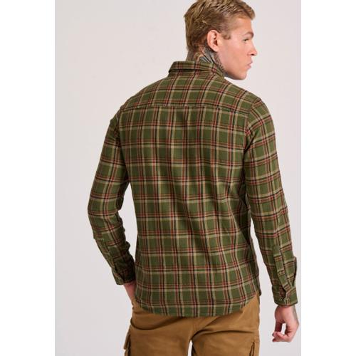 Men’s Flannel Plaid Shirt with Chest Pocket, Regular Fit & Classic Collar