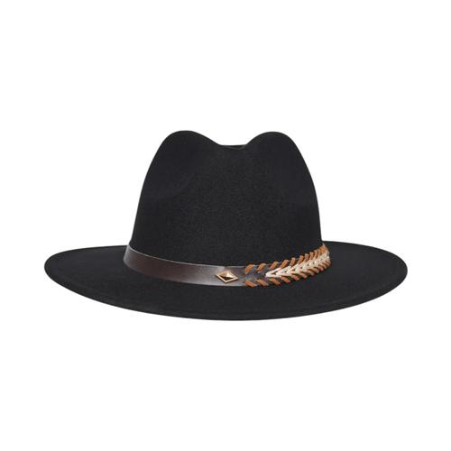 Women's Hat with Fringe Ribbon Detail and Wide Brim
