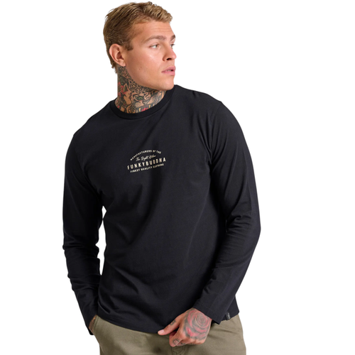 Herren Langarm T-Shirt mit Brust Logo Druck