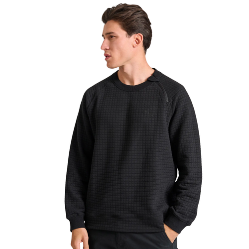 Herren Entspannter Passform Sweatshirt mit geprägter Struktur, Rundhalsausschnitt und Schulter-Reißverschlussdetail