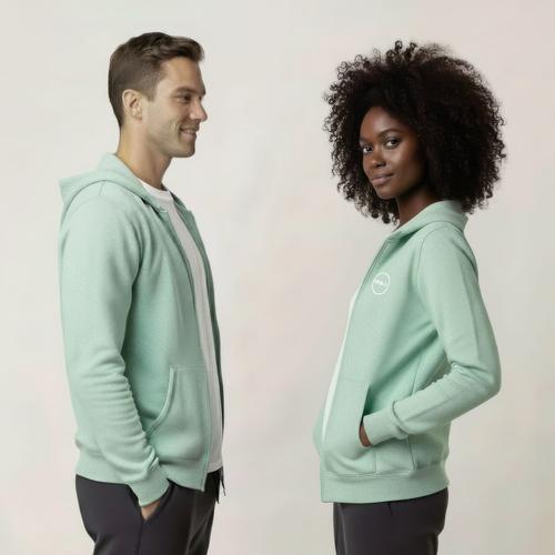 Unisex Zip-Up Hoodie with Slim Fit & Side Pockets