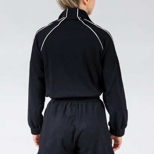 Women's Athletic Zip-Up Jacket with High Neckline & Chevron Pattern