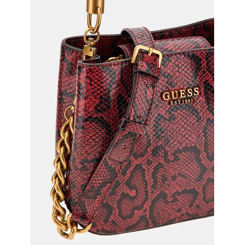 Women's Eire Python-Print Mini Handbag with Bamboo Handle & Adjustable Strap