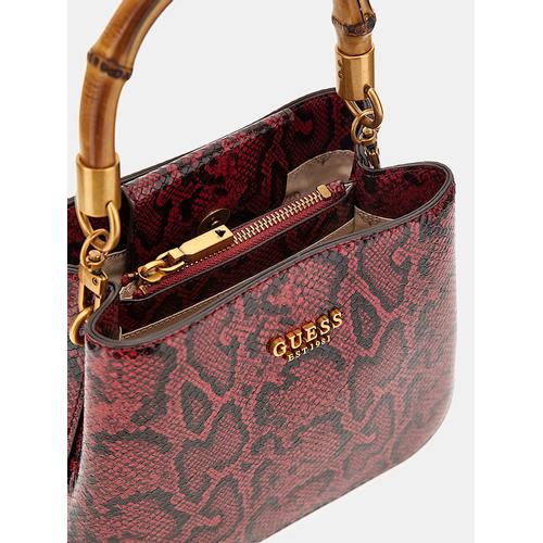 Women's Eire Python-Print Mini Handbag with Bamboo Handle & Adjustable Strap