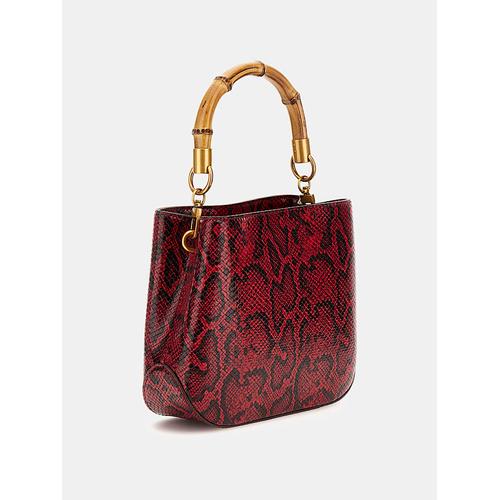 Women's Eire Python-Print Mini Handbag with Bamboo Handle & Adjustable Strap