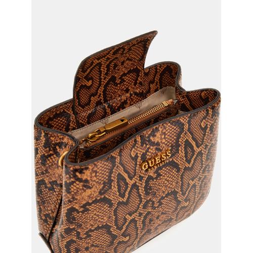 Women's Eire Python-Print Mini Handbag with Bamboo Handle & Adjustable Strap