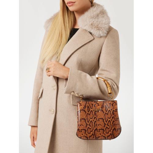 Women's Eire Python-Print Mini Handbag with Bamboo Handle & Adjustable Strap