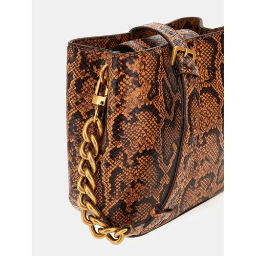Women's Eire Python-Print Mini Handbag with Bamboo Handle & Adjustable Strap