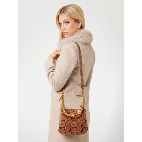 Women's Eire Python-Print Mini Handbag with Bamboo Handle & Adjustable Strap