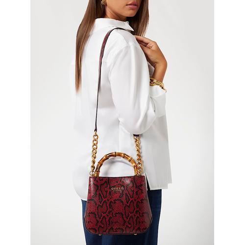 Women's Eire Python-Print Mini Handbag with Bamboo Handle & Adjustable Strap