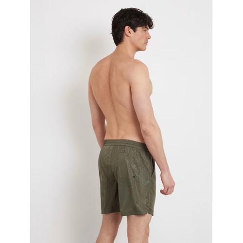 Men's All Over Logo Mid Rise Regular Fit Swim Trunks