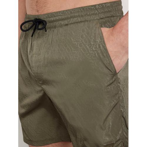 Men's All Over Logo Mid Rise Regular Fit Swim Trunks