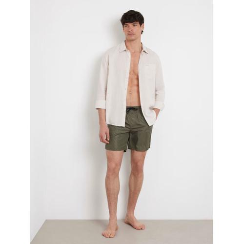 Men's All Over Logo Mid Rise Regular Fit Swim Trunks