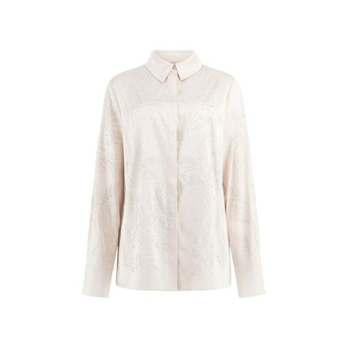 Women's Satin Shirt with Rhinestone Detailing & Slim Fit