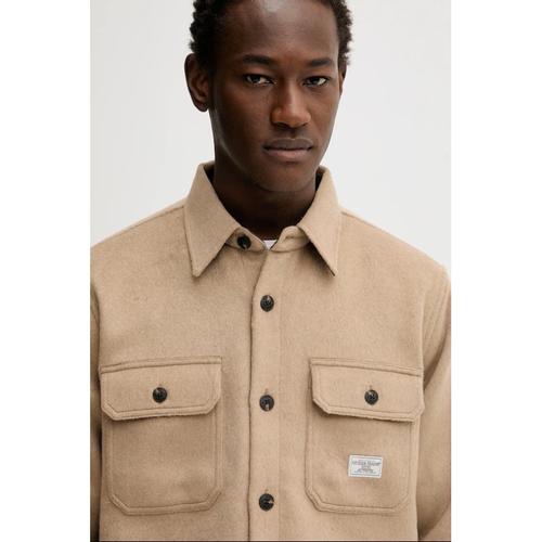 Men's Wool Blend Overshirt with Regular Fit