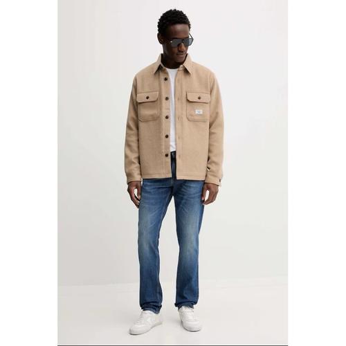 Men's Wool Blend Overshirt with Regular Fit