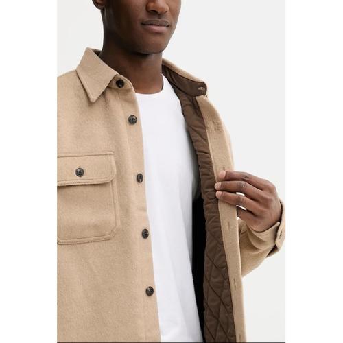 Men's Wool Blend Overshirt with Regular Fit