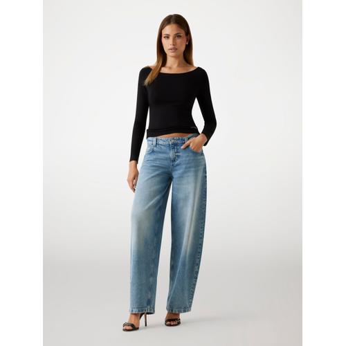 Women's Loose-Leg Baggy Balloon Jeans with Mid-Rise Waist