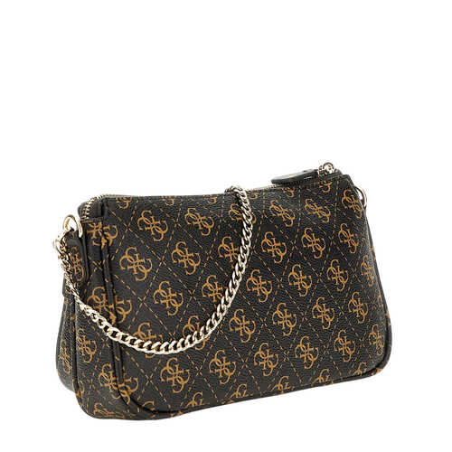 Women's 'Noelle II' Crossbody Bag with Monogram Design and Silver Chain Strap