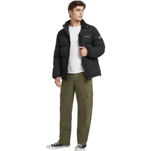 Men's Puffer Jacket with Full Zip Closure and Practical Side Pockets