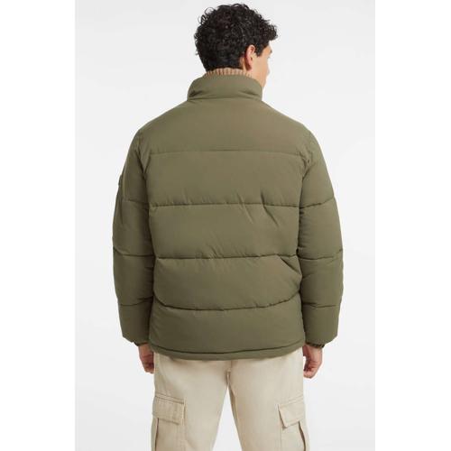 Men's Puffer Jacket with Full Zip Closure and Practical Side Pockets