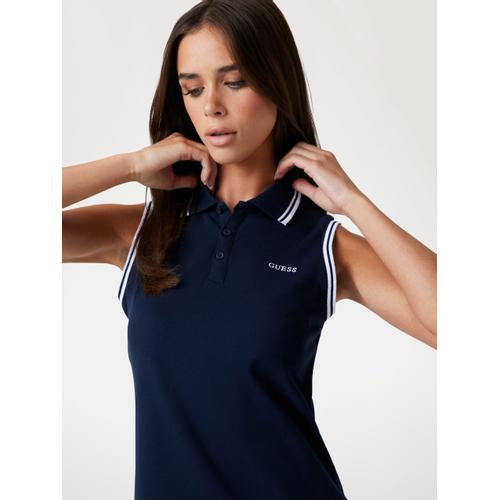 Women’s Sleeveless Bodycon Mini Tennis Dress with Polo Collar & Embroidered Logo