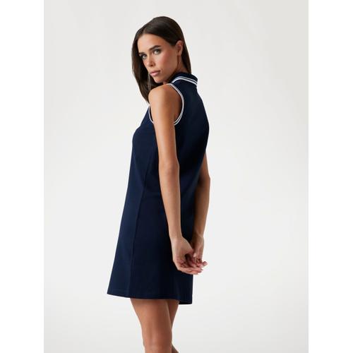 Women’s Sleeveless Bodycon Mini Tennis Dress with Polo Collar & Embroidered Logo